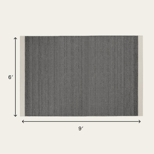 Linear Wool Rug - Ash Black / Large - 6 x 9’ / Without Mat