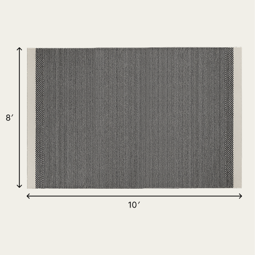 Linear Wool Rug - Ash Black / Extra Large - 8' x 10' / Without Mat