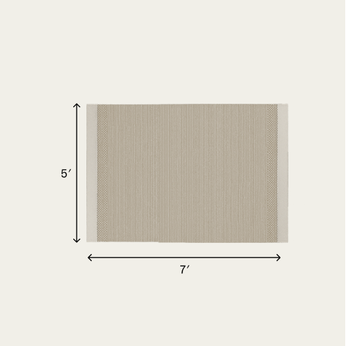 Linear Wool Rug - Coastal Cream / Medium - 5 x 7' / Without Mat