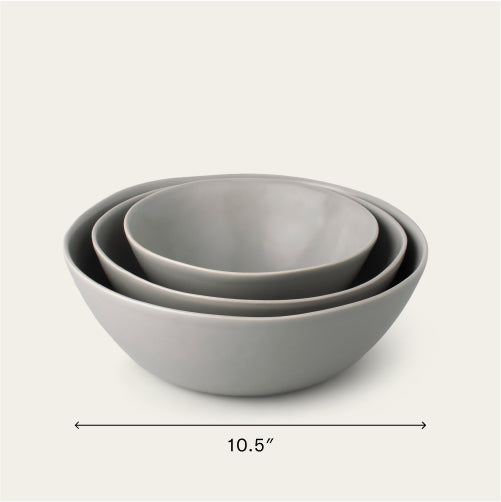 Nested serving bowls dinnerware by Fable Home, featured in a dovegray color finish. – #dovegray