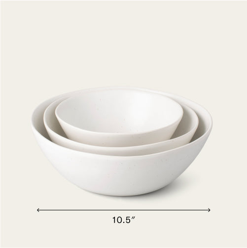 Nested serving bowls dinnerware by Fable Home, featured in a speckledwhite color finish. – #speckledwhite