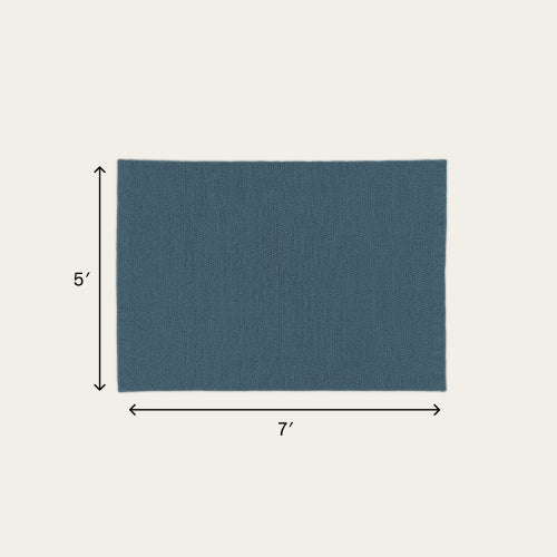 Wool Rug - Seaside Blue / Medium - 5 x 7' / Without Mat