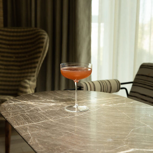 Coupe glasses pro glassware by Fable Home, featured in a clear color finish. – #clear