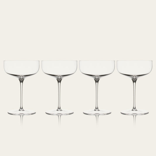 Coupe glasses pro glassware by Fable Home, featured in a clear color finish. – #clear