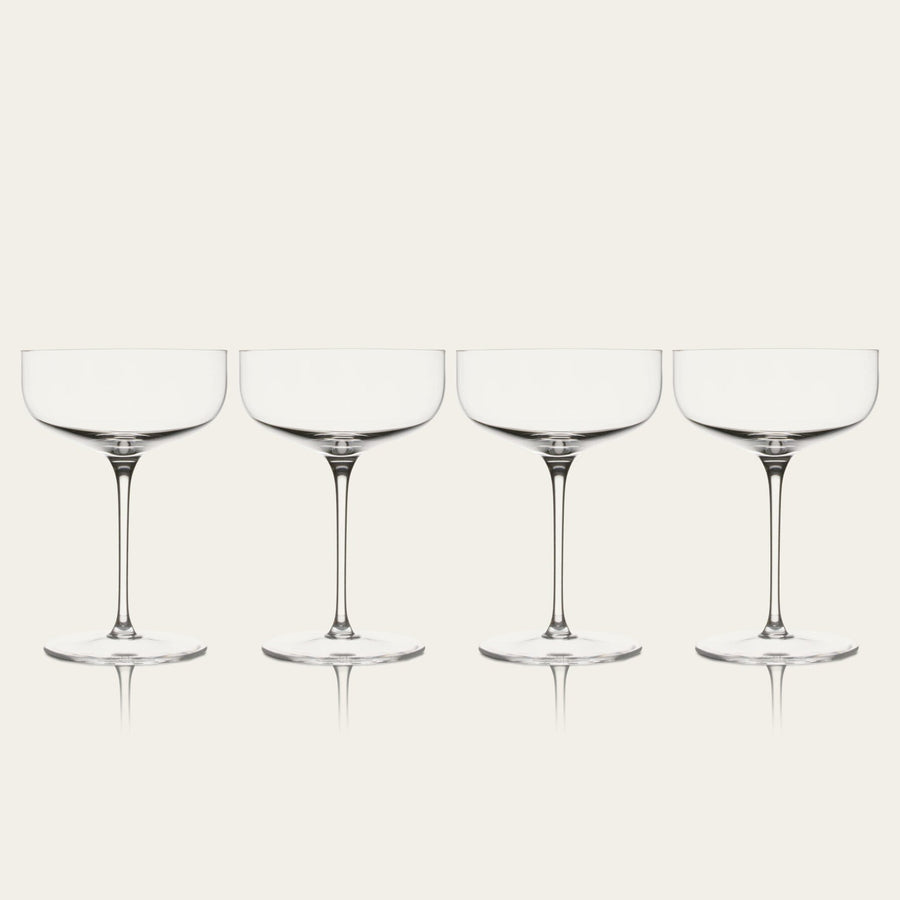 Coupe glasses pro glassware by Fable Home, featured in a clear color finish. – #clear