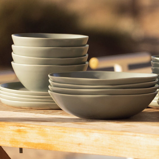 Dinnerware set bundles by Fable Home, featured in a beachgrassgreen color finish. – #beachgrassgreen