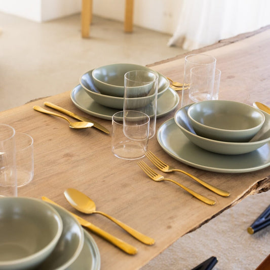 Dinnerware set bundles by Fable Home, featured in a beachgrassgreen color finish. – #beachgrassgreen