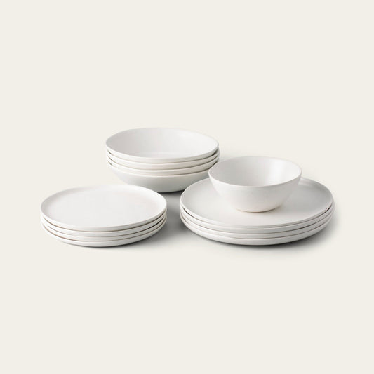 Dinnerware set bundles by Fable Home, featured in a speckledwhite color finish. – #speckledwhite