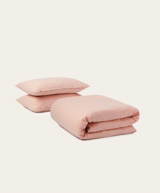 Linen Duvet Set by Fable Home, shown in Autumn Rose. – #autumnrose/full/queen #autumnrose/king