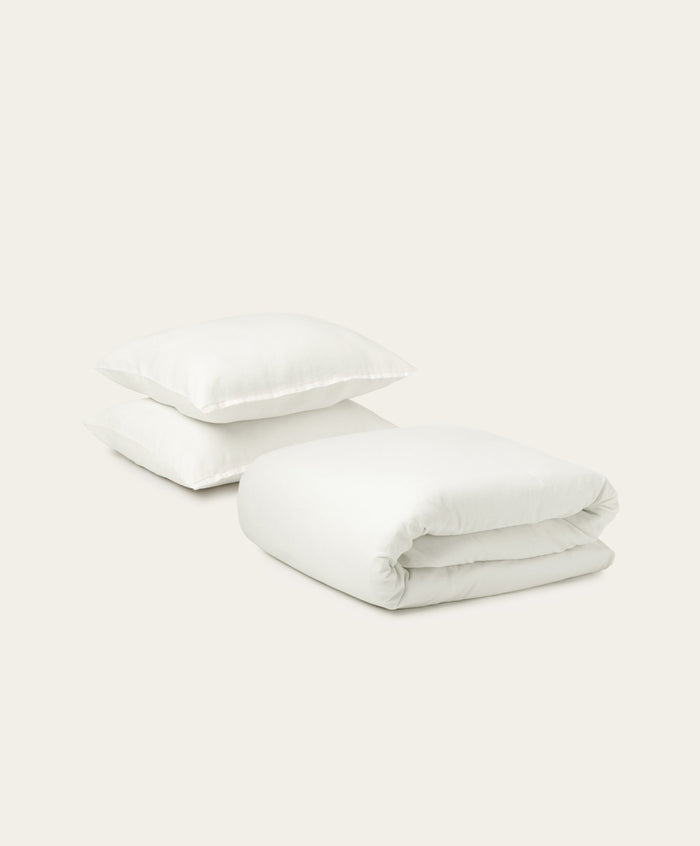 Linen Duvet Set by Fable Home, shown in Shell White. – #shellwhite/full/queen #shellwhite/king