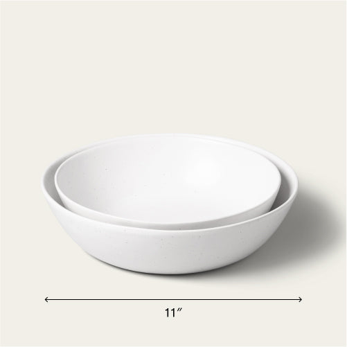 Low serving bowls serveware by Fable Home, featured in a speckledwhite color finish. – #speckledwhite