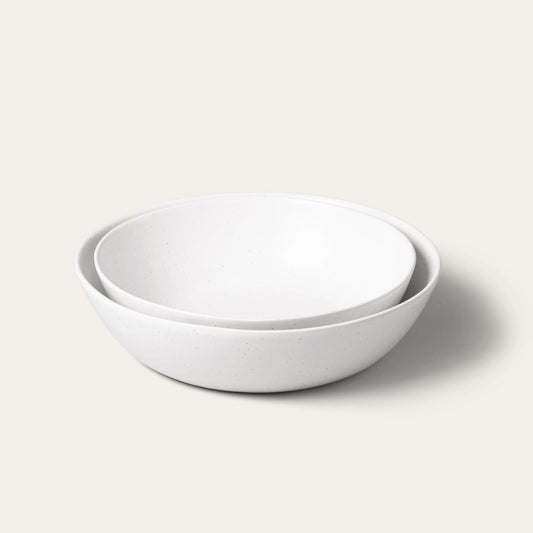Low serving bowls serveware by Fable Home, featured in a speckledwhite color finish. – #speckledwhite