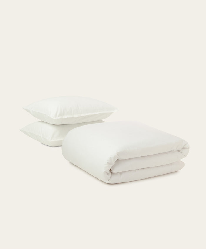 Percale Duvet Set by Fable Home, shown in Shell White. – #shellwhite/full/queen #shellwhite/king