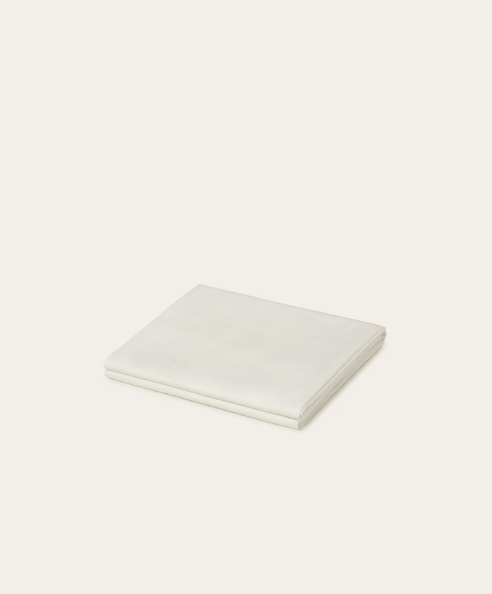 Percale Flat Sheet by Fable Home, shown in Shell White. – #shellwhite/full/queen #shellwhite/king