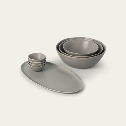 Serving ceramics set bundles by Fable Home, featured in a dovegray color finish. – #dovegray