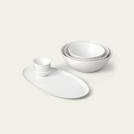 Serving ceramics set bundles by Fable Home, featured in a speckledwhite color finish. – #speckledwhite