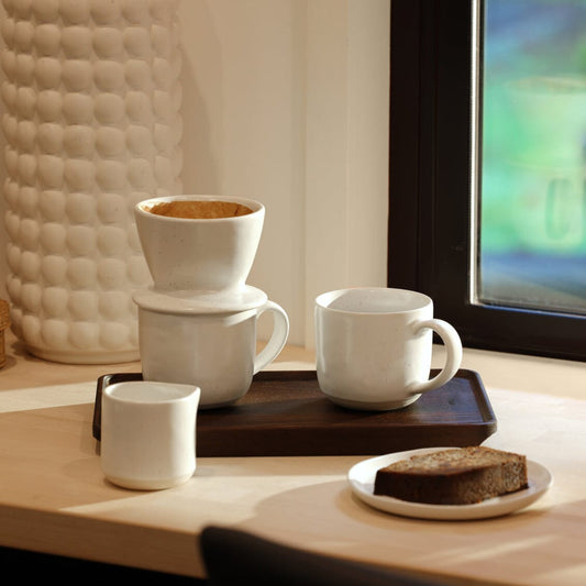 Coffee dripper drinkware by Fable Home, featured in a speckledwhite color finish. – #speckledwhite