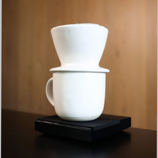 Coffee dripper drinkware by Fable Home, featured in a speckledwhite color finish. – #speckledwhite