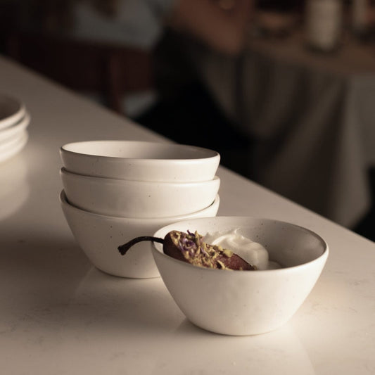 Dessert bowls dinnerware by Fable Home, featured in a dovegray color finish. – #dovegray
