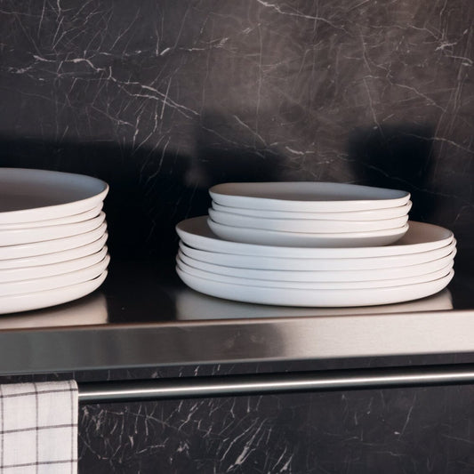 Dessert plates dinnerware by Fable Home, featured in a cloudwhite color finish. – #cloudwhite