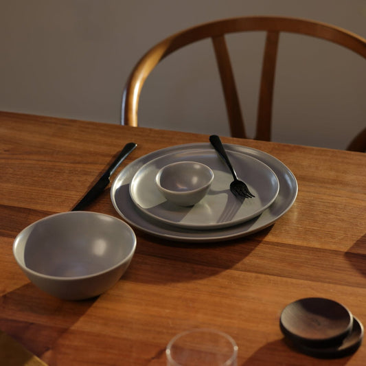 Dinner plates dinnerware by Fable Home, featured in a dovegray color finish. – #dovegray