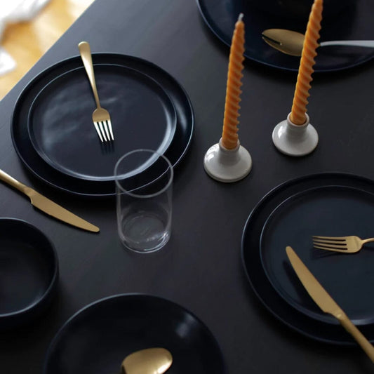 Dinner plates dinnerware by Fable Home, featured in a midnightblue color finish. – #midnightblue