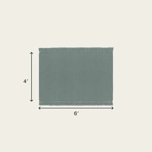 Fringe Wool Rug - Sage Green / Small - 4 x 6' / Without Mat