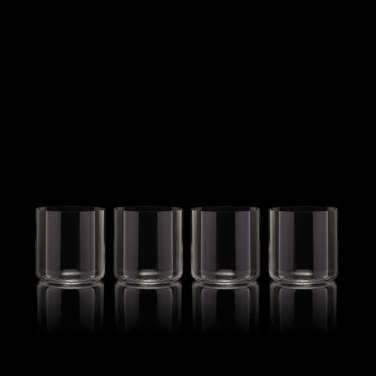 Smoke gray short glass on neutral background