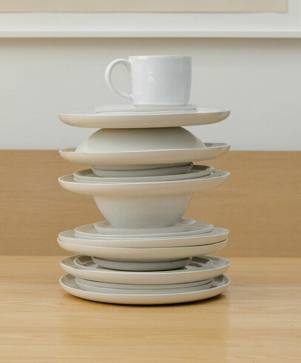Complete Dinnerware Set by Fable Home, shown in Pearl White.