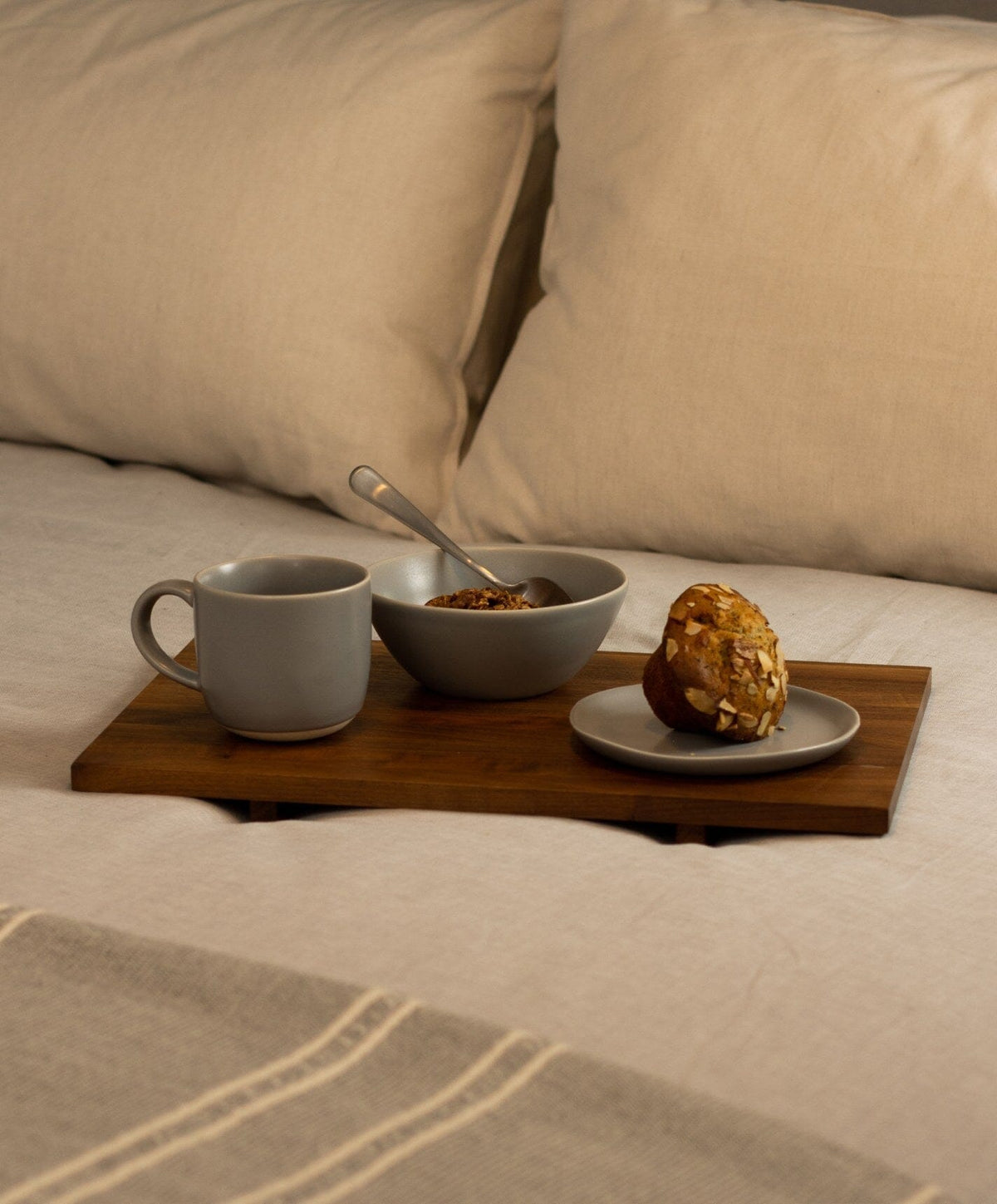 Complete Dinnerware Set by Fable Home, shown in Dove Gray.