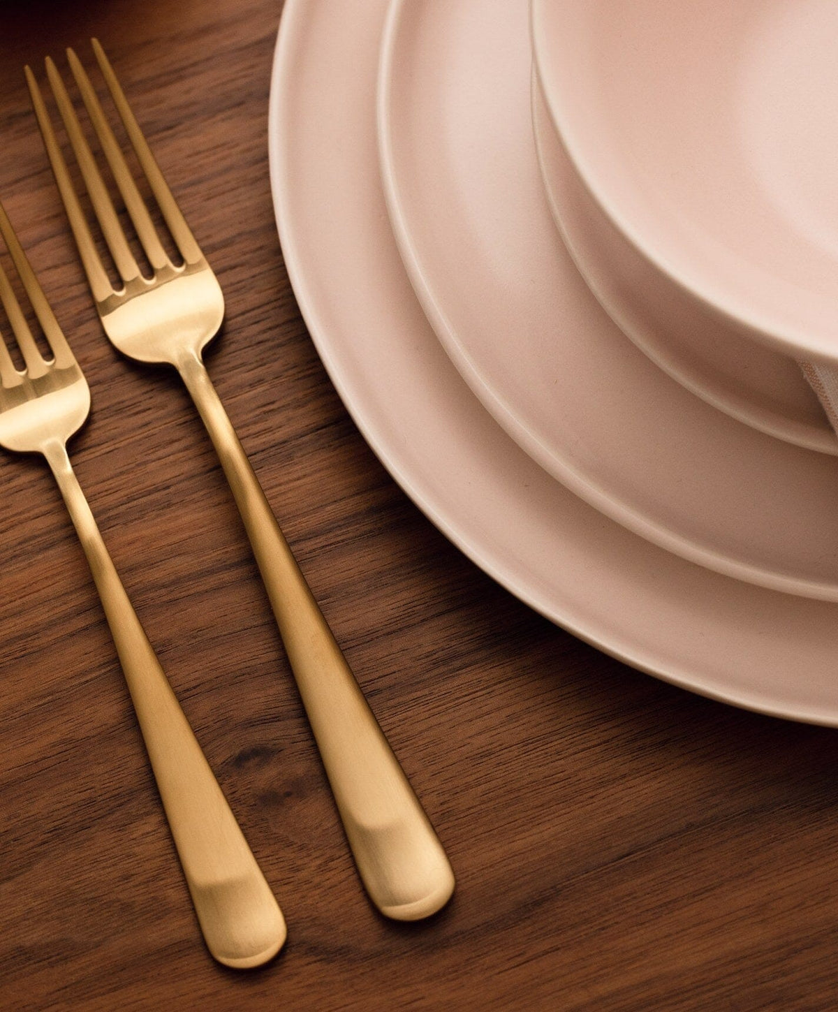 Complete Dinnerware Set by Fable Home, shown in Blush Pink.