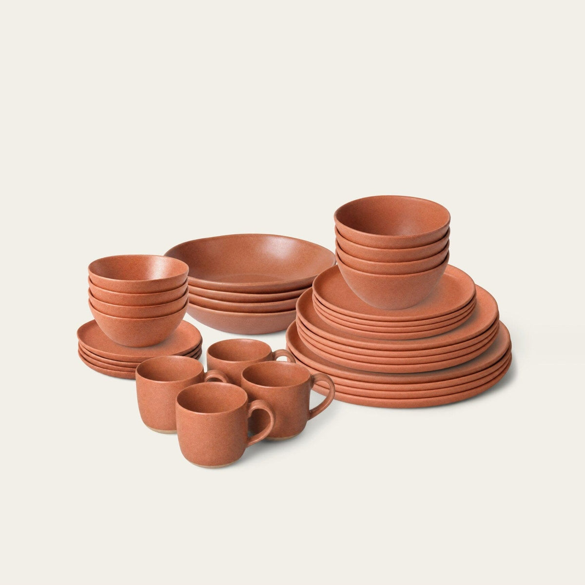 Complete Dinnerware Set by Fable Home, shown in Canyon Clay.