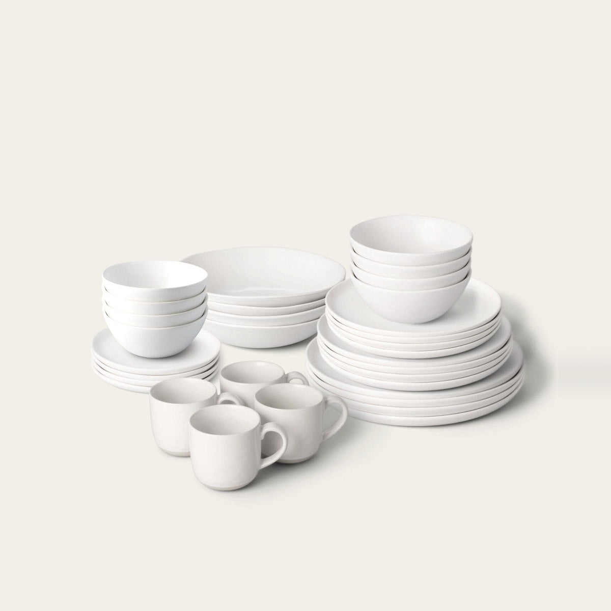 Complete Dinnerware Set by Fable Home, shown in Cloud White.