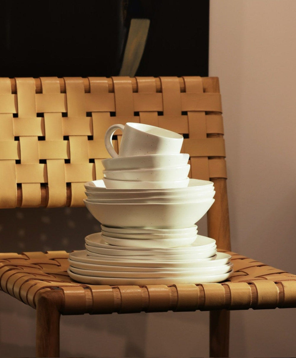 Everyday Dinnerware Set by Fable Home, shown in Speckled White.