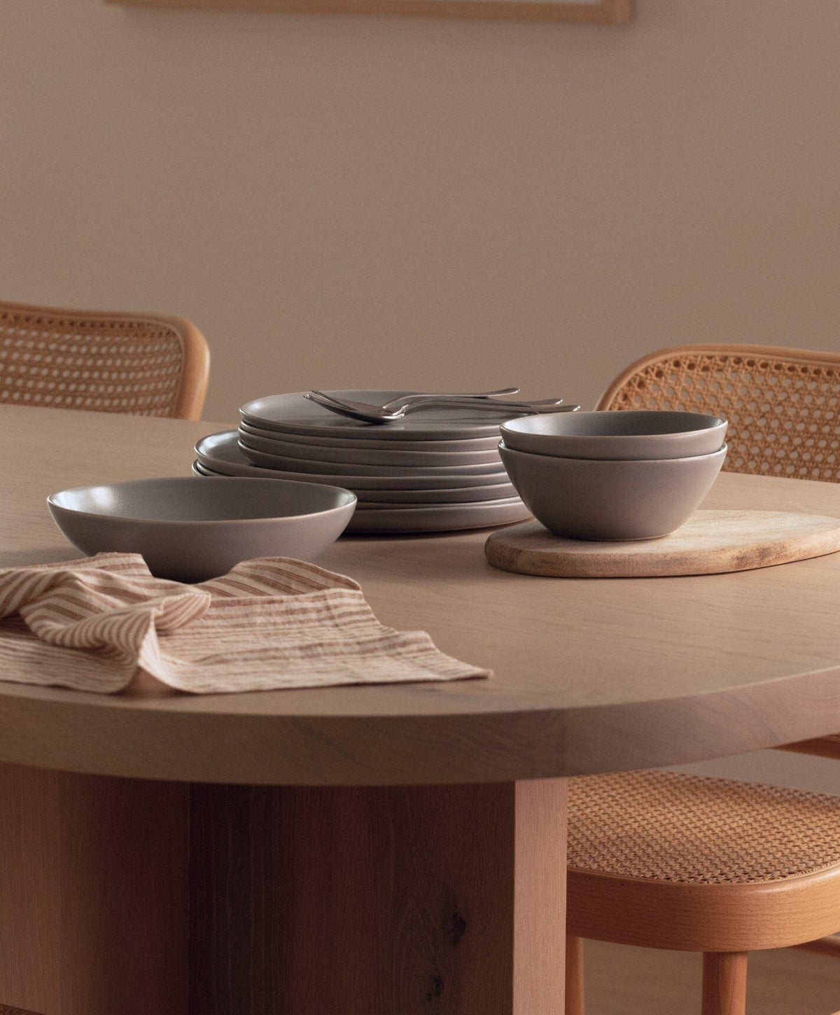 Everyday Dinnerware Set by Fable Home, shown in Dove Gray.