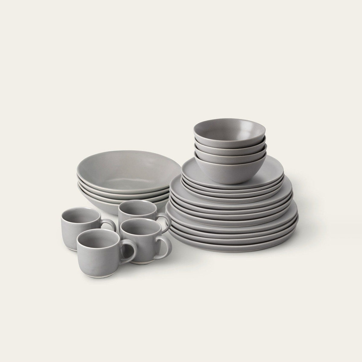 Everyday Dinnerware Set by Fable Home, shown in Dove Gray.