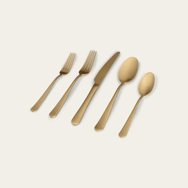Flatware set flatware by Fable Home, featured in a mattegold color finish. – #mattegold