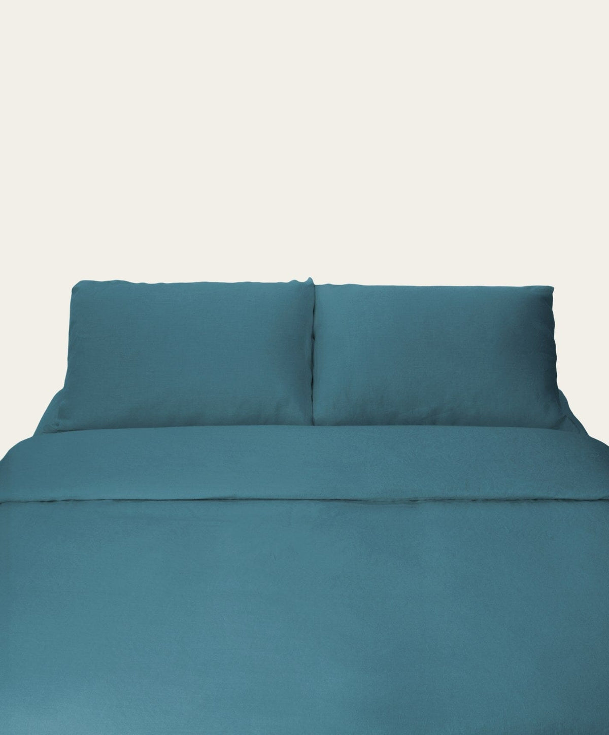 Linen Complete Bed Set by Fable Home, shown in Storm Blue.