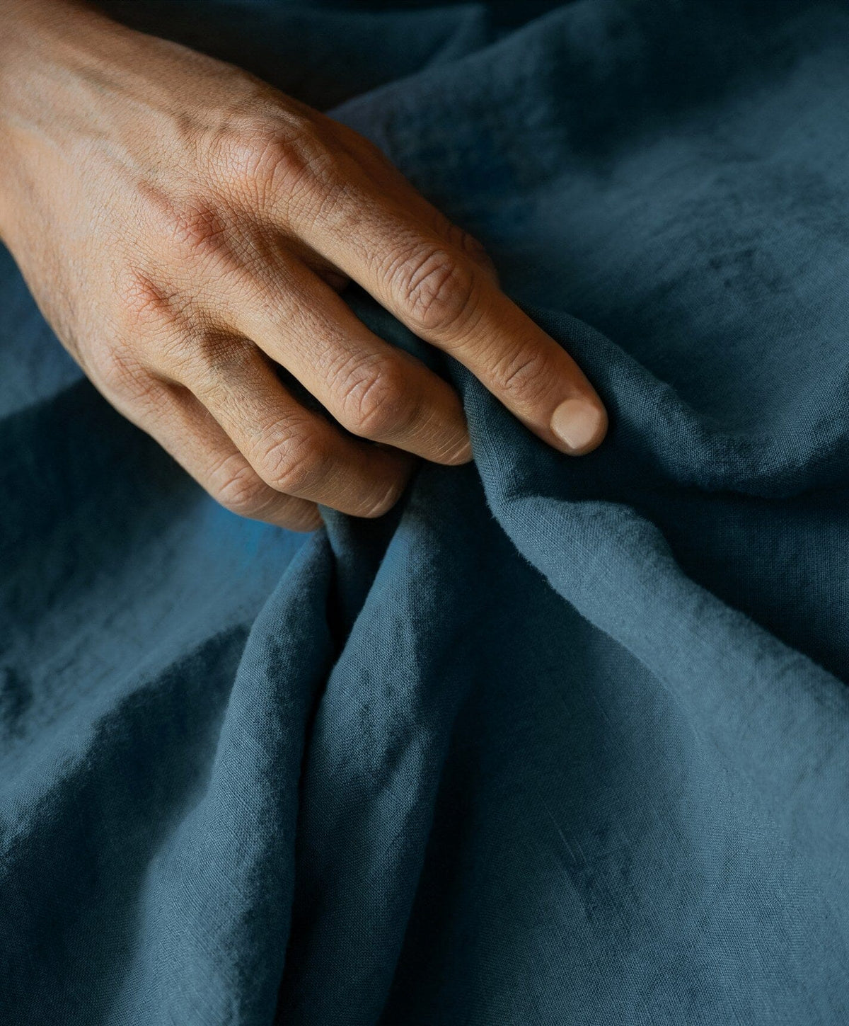 Linen Duvet Cover by Fable Home, shown in Storm Blue.
