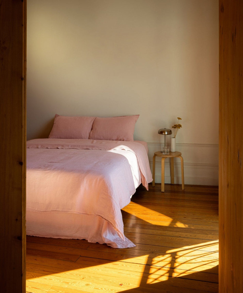 Linen Duvet Cover by Fable Home, shown in Autumn Rose.