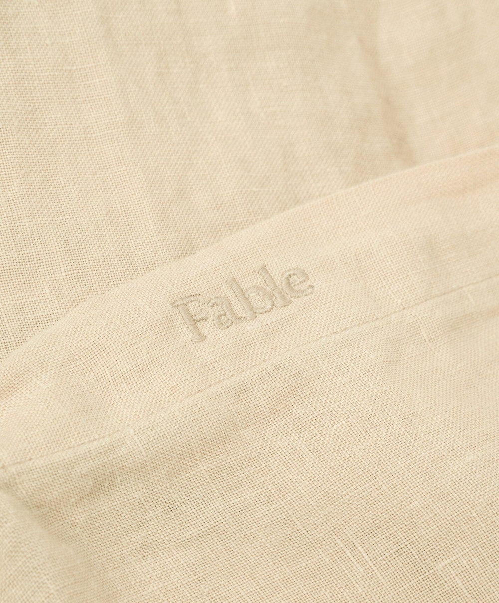 Linen Duvet Cover by Fable Home, shown in Birch Sand.