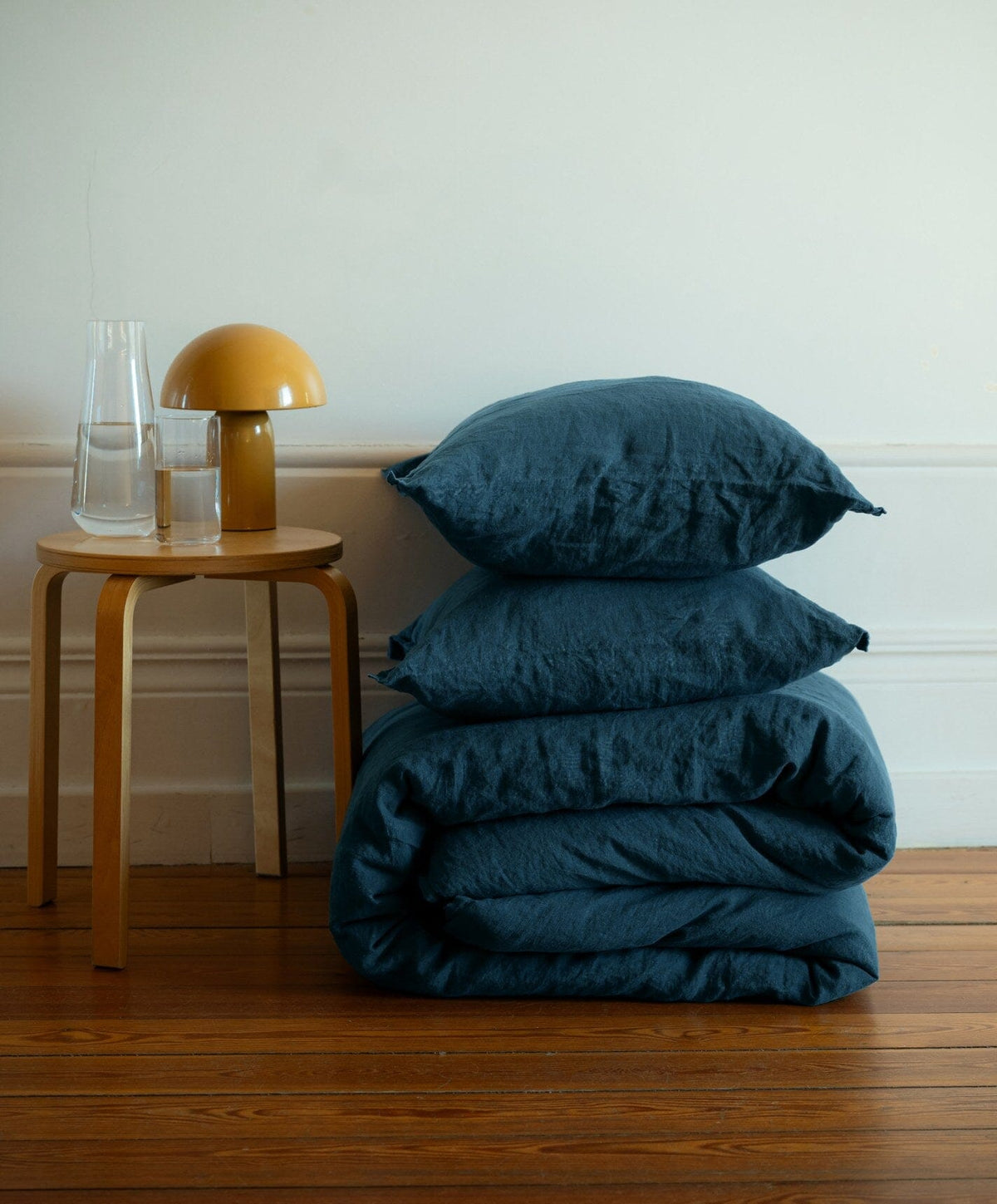 Linen Duvet Set by Fable Home, shown in Storm Blue.