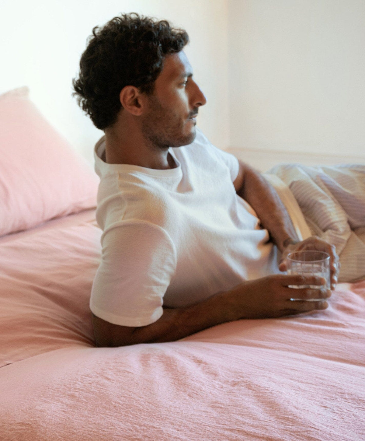 Linen Duvet Set by Fable Home, shown in Autumn Rose.