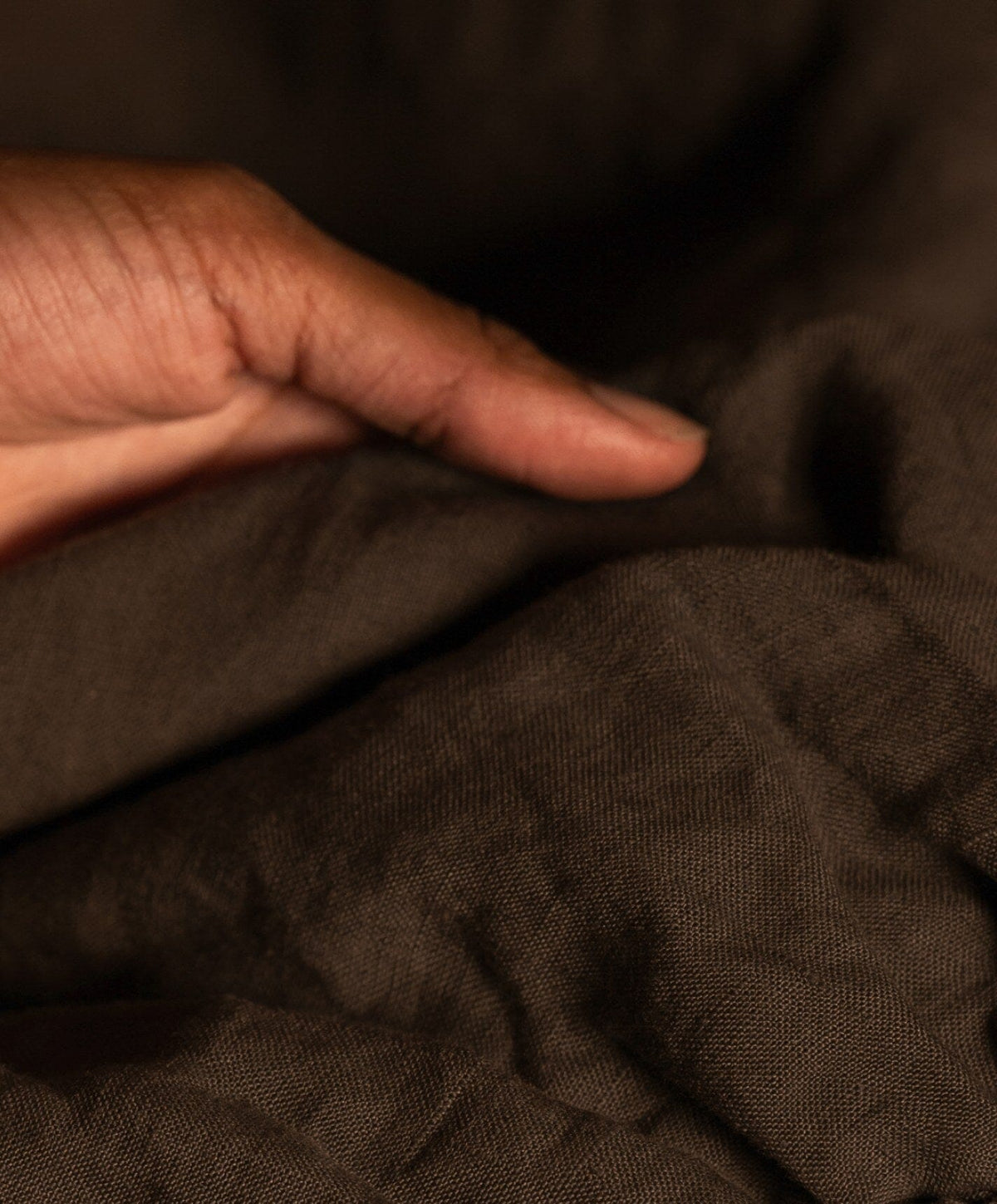Linen Duvet Set by Fable Home, shown in Walnut Brown.