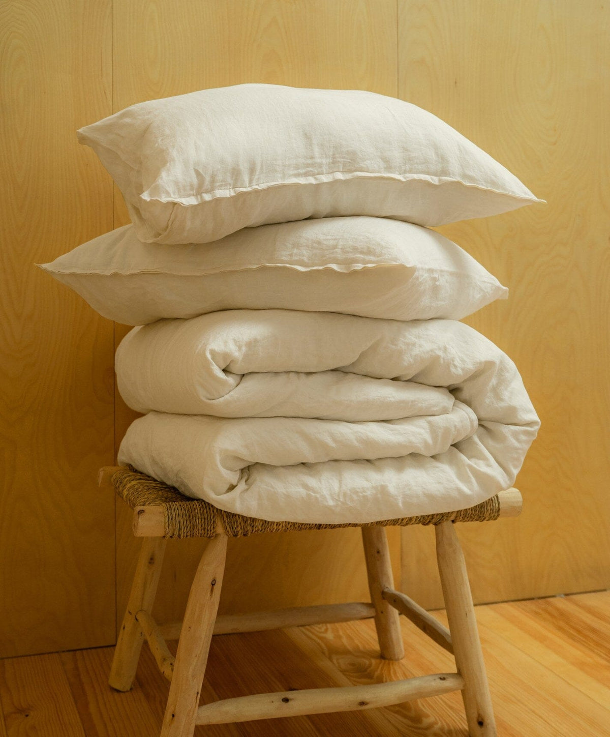 Linen Duvet Set by Fable Home, shown in Birch Sand.