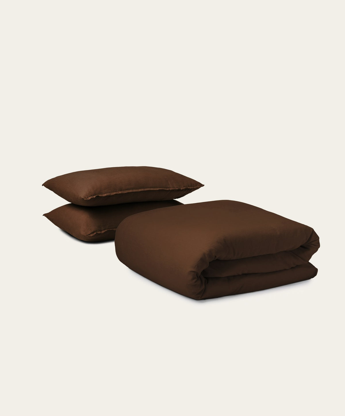 Linen Duvet Set by Fable Home, shown in Walnut Brown.