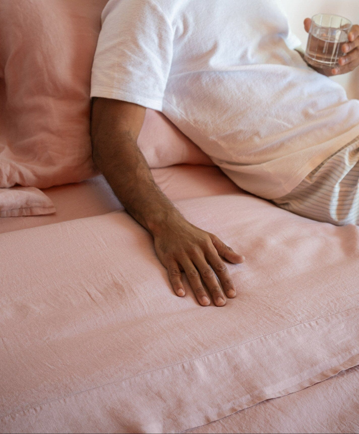 Linen Flat Sheet by Fable Home, shown in Autumn Rose.