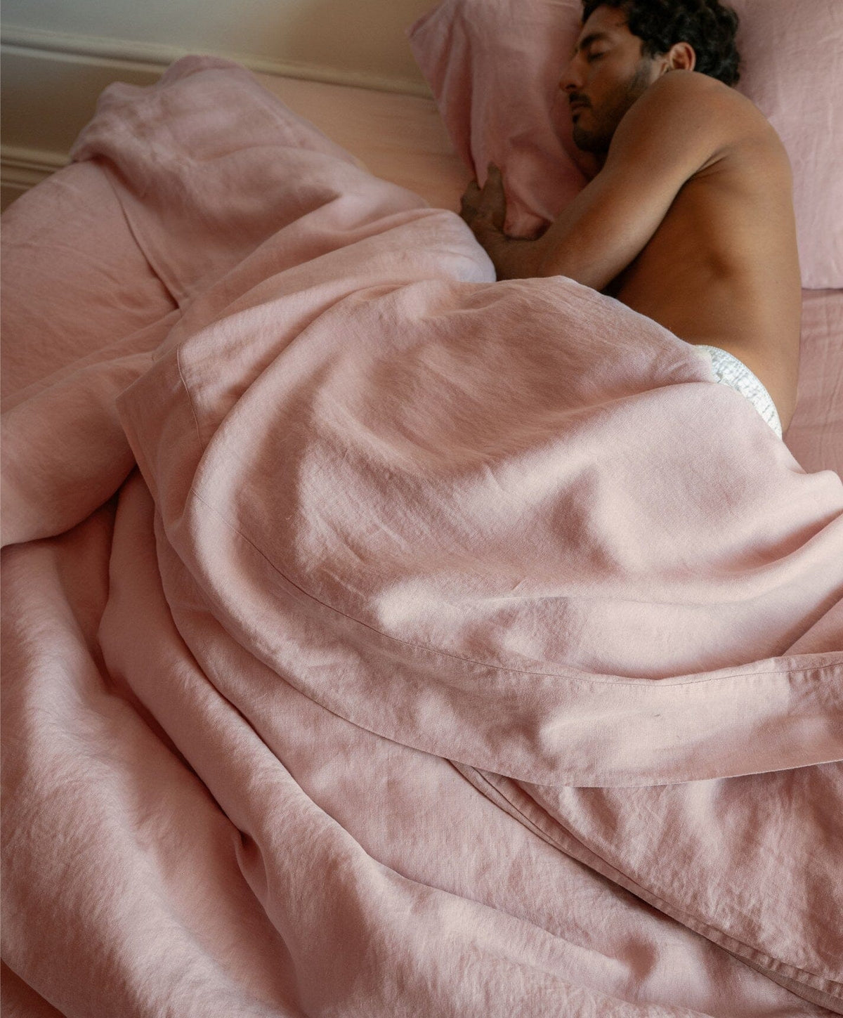 Linen Flat Sheet by Fable Home, shown in Autumn Rose.