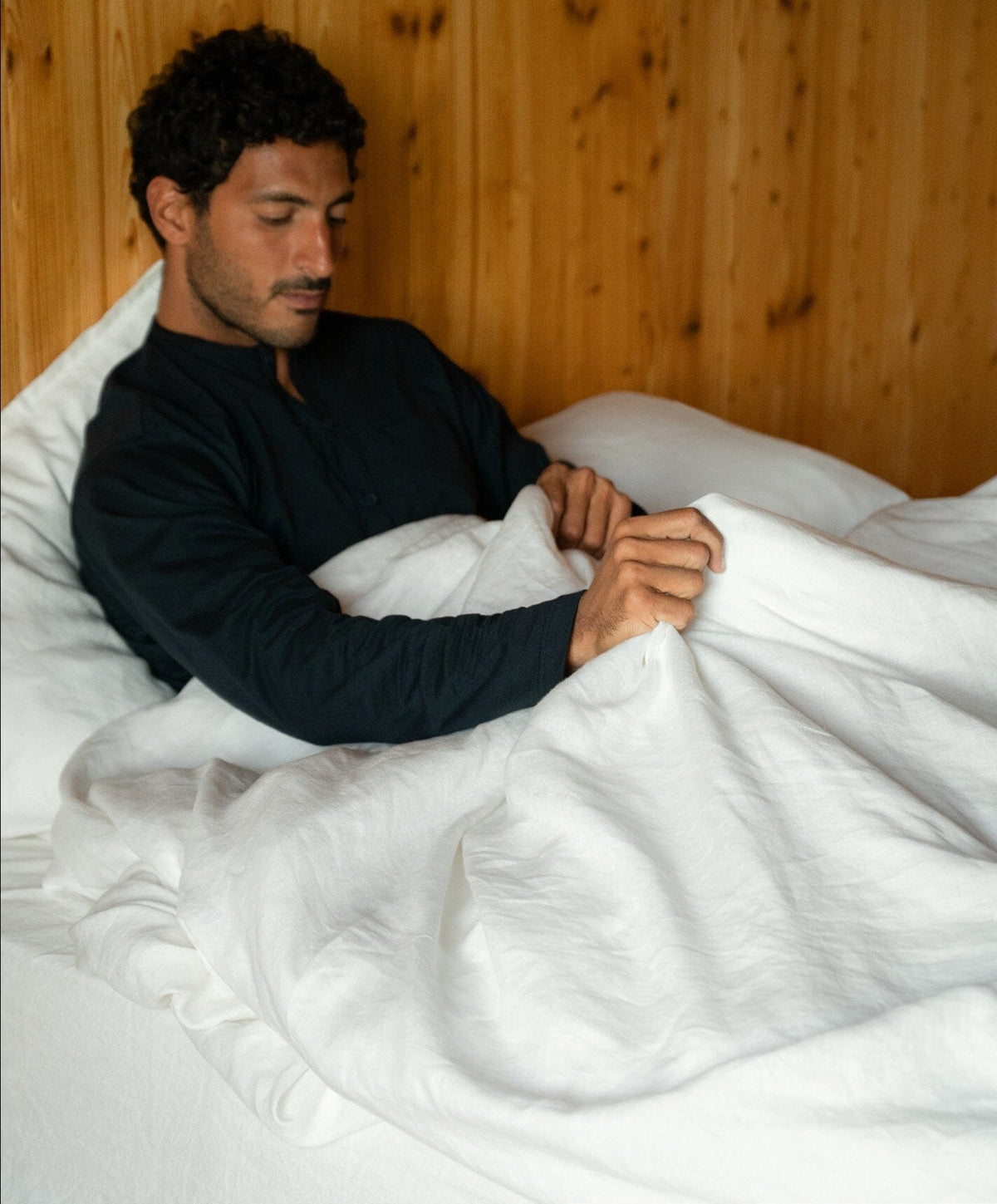 Linen Flat Sheet by Fable Home, shown in Shell White.