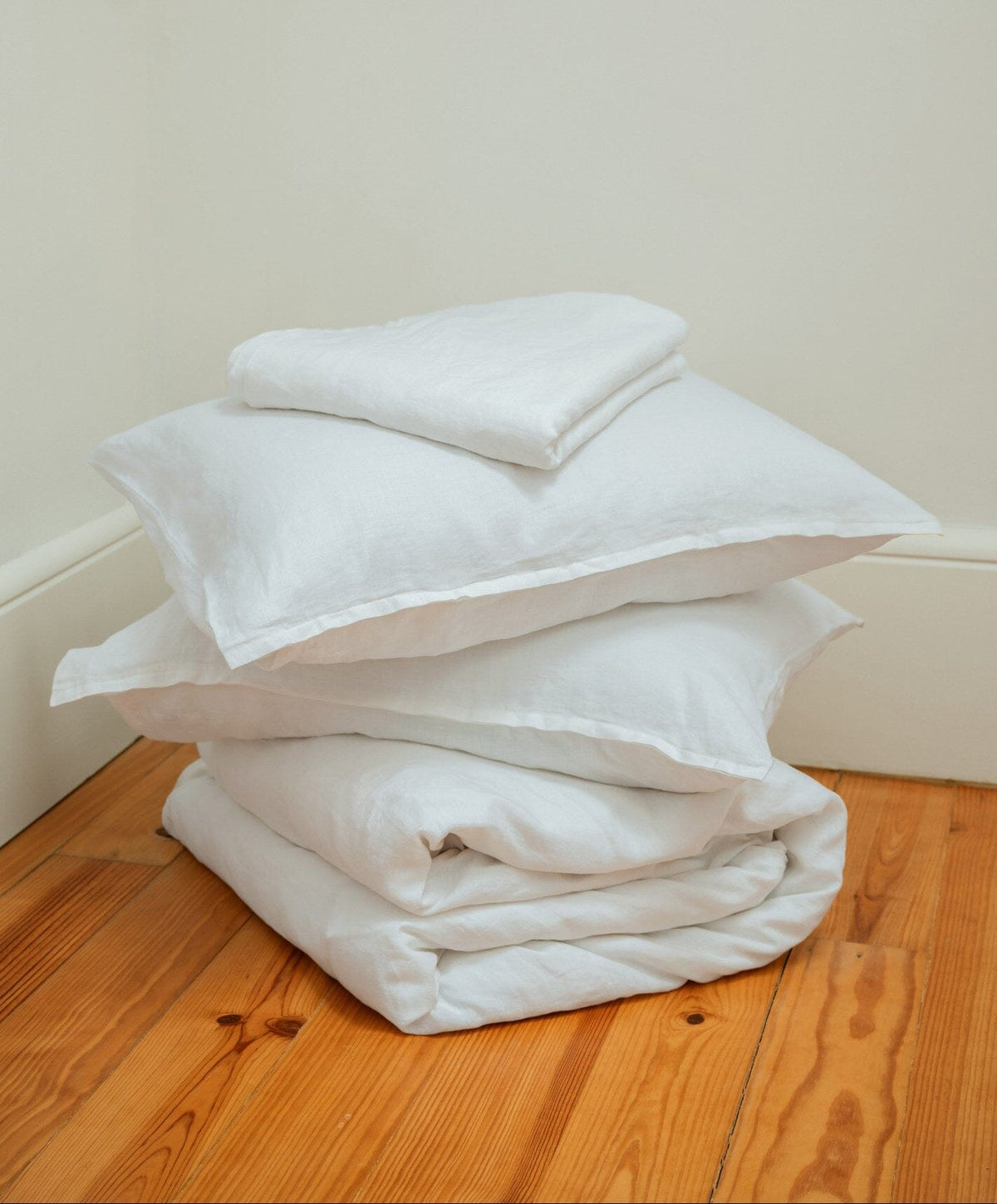 Linen Flat Sheet by Fable Home, shown in Shell White.